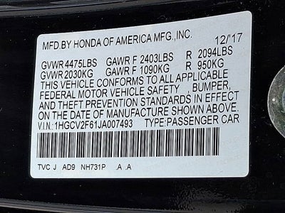 2018 Honda Accord Sedan EX-L Navi 2.0T