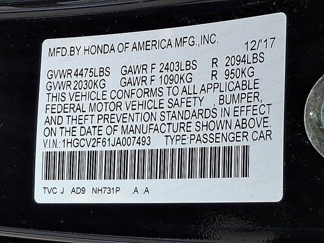 2018 Honda Accord Sedan EX-L Navi 2.0T