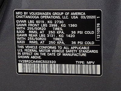 2021 Volkswagen Atlas 3.6L V6 SEL