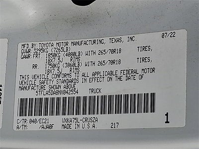 2022 Toyota Tundra 4WD SR5