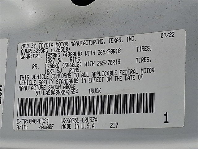 2022 Toyota Tundra 4WD SR5