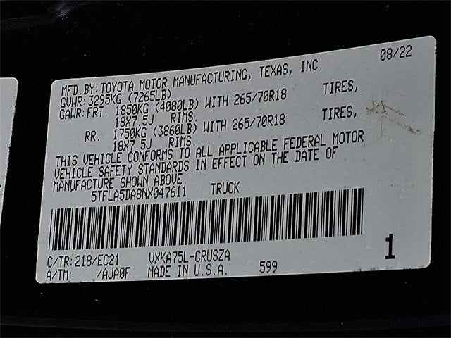 2022 Toyota Tundra 4WD SR5