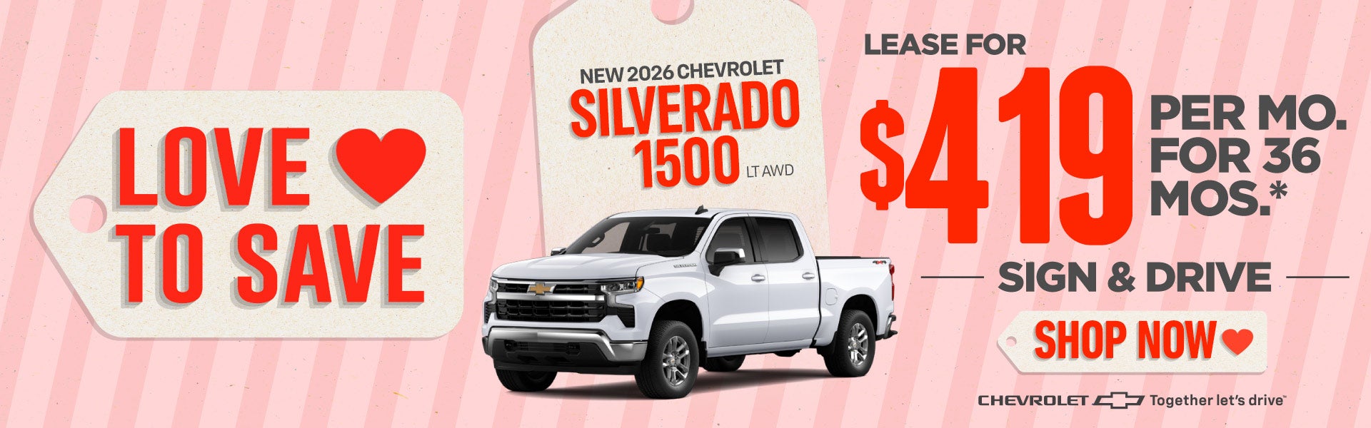 New 2026 Chevrolet Silverado 1500 2FL 4WD	"LEASE FOR $419 PE