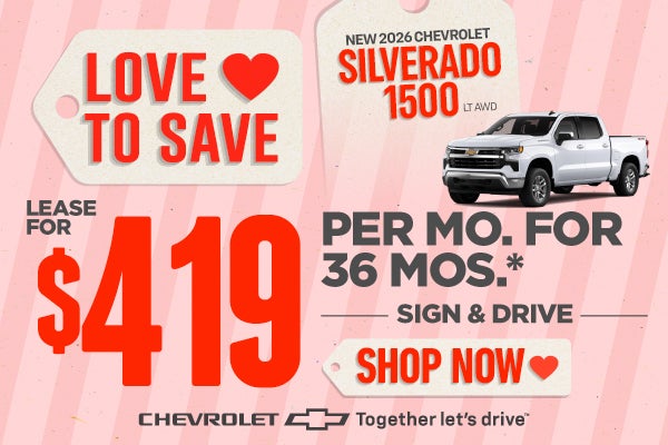 New 2026 Chevrolet Silverado 1500 2FL 4WD	"LEASE FOR $419 PE