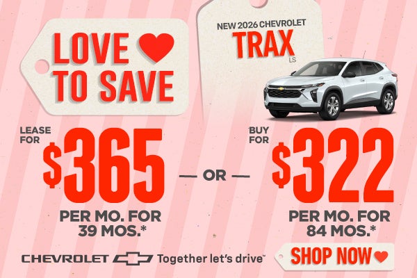 New 2026 Chevrolet Trax LS	"LEASE FOR $365 PER MONTH FOR 39 